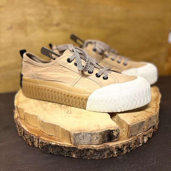 Zara Platform Sneakers Shoes Size US 9 EU 40 Canvas Cap Toe Textured Sole Casual - Picture 4 of 13